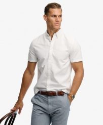 Superdry Koszula Preppy Oxford krótki rękaw z bawełny organicznej – OPTIC. Białe koszule męskie Superdry, m, bez wzorów, z bawełny, casualowe, bez kołnierzyka, bez ramiączek. Za 254.60 zł.