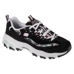 Buty sportowe Sneakersy damskie, Skechers D'Lites-Blooming Fields. Czarne obuwie sportowe damskie Skechers, bez wzorów, bez zapięcia, trekkingowe. Za 309.99 zł.