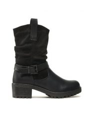 Clara Barson Botki WS1128-46 Czarny. Czarne botki damskie Clara Barson, bez wzorów, z materiału, bez obcasa, na słupku, bez zapięcia. Za 109.99 zł.