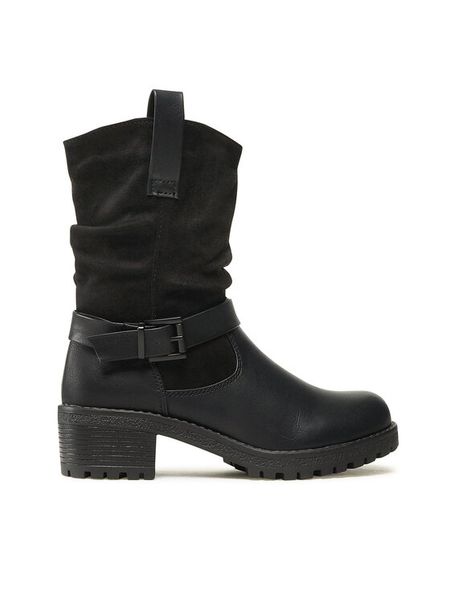 Clara Barson Botki WS1128-46 Czarny. Czarne botki damskie Clara Barson, bez wzorów, z materiału, bez obcasa, na słupku, bez zapięcia. Za 109.99 zł.