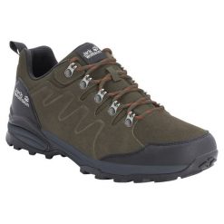Buty trekkingowe męskie Jack Wolfskin Refugio Texapore. Brązowe trekkingi męskie Jack Wolfskin, na zimę, z gumy, bez zapięcia. Za 449.99 zł.