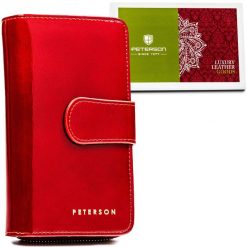 Portfel damski Peterson PTN 76116-SH czerwony. Czerwone portfele damskie Peterson, z lakierowanej skóry. Za 97.99 zł.
