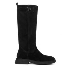 Kozaki U.S. Polo Assn. Czarne kozaki damskie U.S. Polo Assn., bez wzorów, bez obcasa, na płaskiej podeszwie, bez zapięcia. Za 549.99 zł.