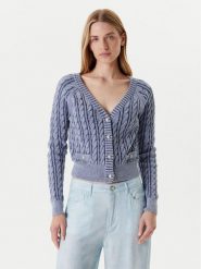 Guess Kardigan W5YR15 Z3OU0 Niebieski Regular Fit. Niebieskie kardigany damskie Guess, s, z aplikacjami, z bawełny, bez kołnierzyka. Za 339.99 zł.