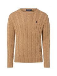 Polo Ralph Lauren Męski sweter z dzianiny Mężczyźni Bawełna brązowy jednolity, XL. Brązowe swetry męskie Polo Ralph Lauren, m, bez wzorów, z bawełny, eleganckie, bez kołnierzyka, bez ramiączek. Za 949.95 zł.