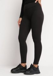Czarne Dzianinowe Legginsy z Gumką w Pasie Junimza. Czarne legginsy damskie Born2be, bez wzorów, z dzianiny. Za 19.99 zł.