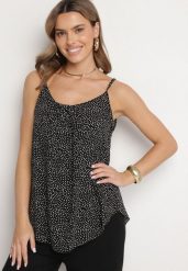 Czarny Bawełniany Top w Kropki Naphea. Czarne topy damskie Born2be, l, bez wzorów, z bawełny, bez kołnierzyka, bez ramiączek. Za 29.99 zł.
