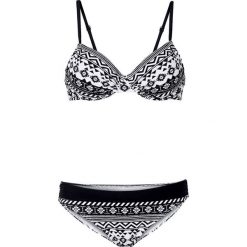 Bikini na fiszbinach (2 części) bonprix czarno-biały wzorzysty. Czarne bikini bonprix, bez wzorów. Za 84.99 zł.