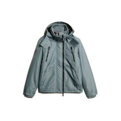 Kurtka przeciwdeszczowa z kapturem Superdry Mountain. Niebieskie kurtki męskie Superdry, xl, bez wzorów, z materiału, klasyczne, z kapturem. Za 595.45 zł.
