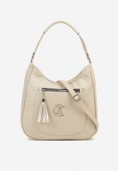 Beżowa Torebka Typu Shopper Ozdobiona Frędzlami Felluria. Brązowe shopperki damskie Born2be, bez wzorów, z jeansu, bez dodatków. Za 84.99 zł.