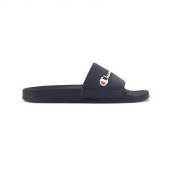 Klapki męskie Champion Rochester Varsity Slide. Niebieskie klapki męskie Champion, bez wzorów, z materiału, bez zapięcia. Za 159.00 zł.