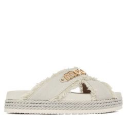 Klapki Mou. Białe klapki damskie Mou, bez wzorów, bez obcasa, bez zapięcia. Za 859.99 zł.