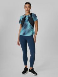 4F Legginsy do biegania szybkoschnące damskie - granatowe S. Niebieskie legginsy damskie 4F, bez wzorów, z materiału. Za 169.99 zł.