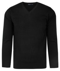 Elegancki Męski Sweter Polskiej Marki Rigon – V-neck (serek) - Czarny. Czarne swetry męskie Rigon, l, bez wzorów, z bawełny, biznesowe, bez kołnierzyka, bez ramiączek. Za 145.00 zł.