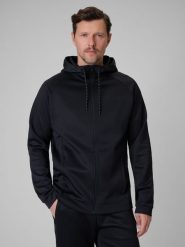 4F Bluza treningowa regular szybkoschnąca męska - czarna M. Czarne bluzy sportowe męskie 4F, m, bez wzorów, bez kaptura, na fitness i siłownię. Za 199.99 zł.