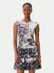 Desigual Sukienka codzienna Grey Lacroix 25WWVK07 Kolorowy Regular Fit. Szare sukienki damskie Desigual, na co dzień, xs, bez wzorów, z syntetyku, bez kołnierzyka, bez ramiączek, proste. Za 439.99 zł.