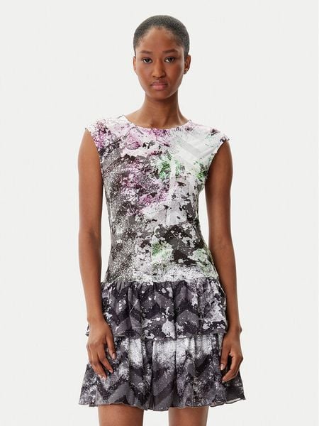 Desigual Sukienka codzienna Grey Lacroix 25WWVK07 Kolorowy Regular Fit. Szare sukienki damskie Desigual, na co dzień, xs, bez wzorów, z syntetyku, bez kołnierzyka, bez ramiączek, proste. Za 399.99 zł.