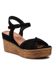 Lasocki Sandały WI16-2247-03 Czarny. Czarne sandały damskie Lasocki, bez wzorów, ze skóry, bez obcasa, na koturnie, bez zapięcia. Za 149.99 zł.