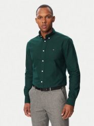 Tommy Hilfiger Koszula Solid Heritage MW0MW35774 Zielony ciemny Regular Fit. Zielone koszule męskie Tommy Hilfiger, m, bez wzorów, z bawełny, bez kołnierzyka, bez ramiączek. Za 369.99 zł.