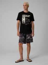 4F Spodenki plażowe boardshorty z filtrem UPF50+ męskie - czarne XL. Czarne szorty męskie 4F, bez wzorów, ze skóry, wakacyjne. Za 129.99 zł.