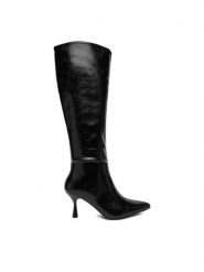 JENNY Kozaki CEO-3A9851-6 Czarny. Czarne kozaki damskie Jenny, bez wzorów, z materiału, bez obcasa, na szpilce, bez zapięcia. Za 229.99 zł.