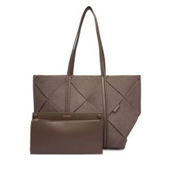 Torebka Calvin Klein. Brązowe shopperki damskie Calvin Klein, bez wzorów, bez dodatków. Za 699.99 zł.