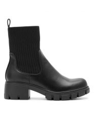 DeeZee Botki CEO-WS5575-05 Czarny. Czarne botki damskie DeeZee, bez wzorów, z materiału, bez obcasa, na słupku, bez zapięcia. Za 159.99 zł.