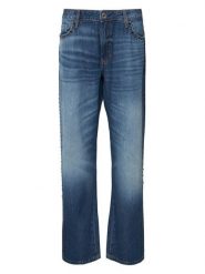 Guess Jeansy W6YA3W D1356 Niebieski Wide Leg. Niebieskie jeansy damskie Guess, z aplikacjami, z bawełny. Za 624.99 zł.