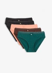 Figi z koronką (5 szt.). Czarne majtki damskie bonprix, z koronki. Za 74.99 zł.