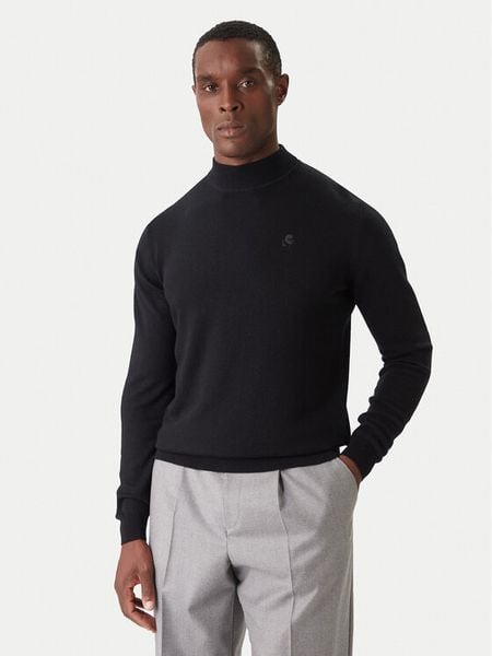 KARL LAGERFELD Golf 655002 554399 Czarny Slim Fit. Czarne swetry męskie KARL LAGERFELD, m, bez wzorów, z wełny, bez kołnierzyka, bez ramiączek. Za 599.99 zł.