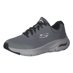 Buty sportowe Sneakersy męskie, Arch Fit. Szare buty sportowe męskie Skechers, bez wzorów, bez zapięcia, trekkingowe. Za 399.99 zł.