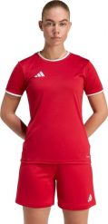 Koszulka damska adidas Entrada 26 Jersey czerwona JZ2490 XS. Czerwone bluzki damskie Adidas, xs, bez wzorów, z jersey, bez kołnierzyka, bez ramiączek. Za 86.34 zł.
