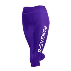 Legginsy techniczne do biegania Capri damskie z taśmami kinetycznymi. Fioletowe legginsy damskie R-EVENGE, bez wzorów, z materiału. Za 212.88 zł.