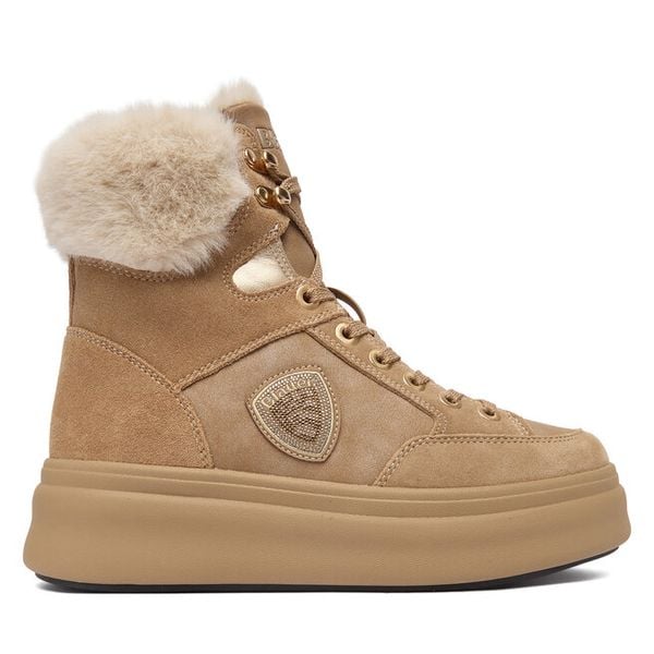 Trzewiki Blauer. Brązowe botki damskie Blauer, bez wzorów, bez obcasa, na płaskiej podeszwie, bez zapięcia. Za 699.99 zł.