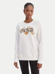 Versace Jeans Couture Bluza 80HAIE02 CF00E Biały Regular Fit. Białe bluzy damskie Versace Jeans Couture, xs, bez wzorów, z bawełny, bez ramiączek, bez kaptura. Za 1,069.00 zł.