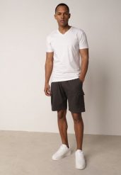 Szare Szorty z Bawełną w Stylu Safari z Kieszeniami Cargo Sabririla. Szare szorty męskie Born2be, bez wzorów, z bawełny. Za 69.99 zł.