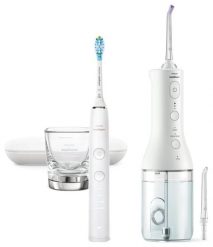 Szczoteczka z irygatorem Philips Sonicare DiamondClean 9000 + Power Flosser 3000 HX3886/41 Zestaw biały. Białe szczoteczki elektryczne Philips. Za 999.00 zł.