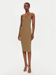 MICHAEL Michael Kors Sukienka dzianinowa MT482IL33D Brązowy Slim Fit. Brązowe sukienki damskie MICHAEL Michael Kors, xl, bez wzorów, z dzianiny, bez kołnierzyka, bez ramiączek. Za 589.99 zł.