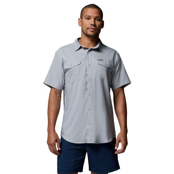 Koszula sportowa męska Utilizer II Solid Short Sleeve Shirt. Szare koszule męskie Columbia, m, bez wzorów, z materiału, sportowe, bez kołnierzyka, bez ramiączek. Za 199.99 zł.