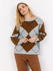 Soyaconcept® sweter z dzianiny z zawartością wełny - SC-Acacie 1 Kobiety szary|brązowy|czarny, M. Brązowe swetry nierozpinane damskie m, bez wzorów, z dzianiny, bez kołnierzyka, bez ramiączek. Za 229.95 zł.