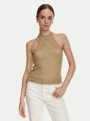 Guess Top W6YR34 Z1032 Złoty Regular Fit. Żółte topy damskie Guess, xl, z aplikacjami, z wiskozy, bez kołnierzyka, bez ramiączek. Za 344.99 zł.