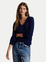 Polo Ralph Lauren Sweter 211972105005 Granatowy Regular Fit. Niebieskie swetry nierozpinane damskie Polo Ralph Lauren, l, bez wzorów, z bawełny, bez kołnierzyka, bez ramiączek. Za 819.99 zł.