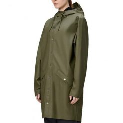 Kurtka RAINS LONG JACKET W3 Zielony. Zielone kurtki męskie Rains, bez wzorów, z syntetyku, bez kaptura. Za 446.59 zł.