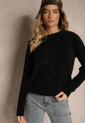 Czarny Sweter z Bawełną w Klasycznym Stylu Zinonira. Czarne swetry nierozpinane damskie Renee, l, bez wzorów, z bawełny, casualowe, bez kołnierzyka, bez ramiączek. Za 54.99 zł.
