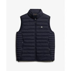 Kurtka puchowa bez rękawów Superdry Fuji Lite. Niebieskie kurtki męskie Superdry, m, bez wzorów, z puchu, bez kaptura. Za 422.00 zł.