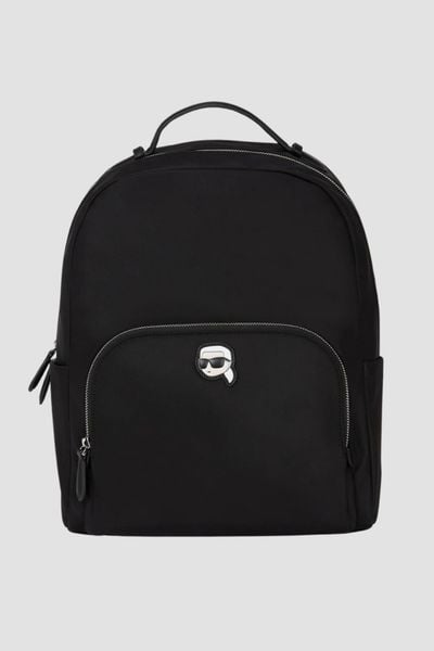 KARL LAGERFELD Czarny plecak Ikon Nylon Backpack. Czarne plecaki damskie KARL LAGERFELD, bez wzorów, z nylonu. W wyprzedaży za 480.99 zł.