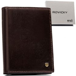 Portfel męski Rovicky D1072-RVT brązowy. Brązowe portfele męskie ROVICKY, bez wzorów, ze skóry. Za 74.00 zł.