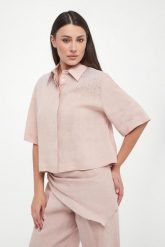 Koszula damska lniana Origine MARELLA SPORT. Koszule damskie Marella, bez wzorów, sportowe, bez kołnierzyka, bez ramiączek. Za 849.00 zł.