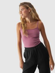 4F Crop-top slim gładki z modalem damski - różowy XS. Czerwone topy damskie 4F, xs, bez wzorów, z dzianiny, sportowe, bez kołnierzyka, bez ramiączek. W wyprzedaży za 29.99 zł.