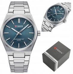 Zegarek Curren ZEGAREK MĘSKI CURREN PRX +BOX +GRAWER stalowy srebrny. Szare zegarki męskie Curren, bez wzorów, srebrne. Za 283.80 zł.